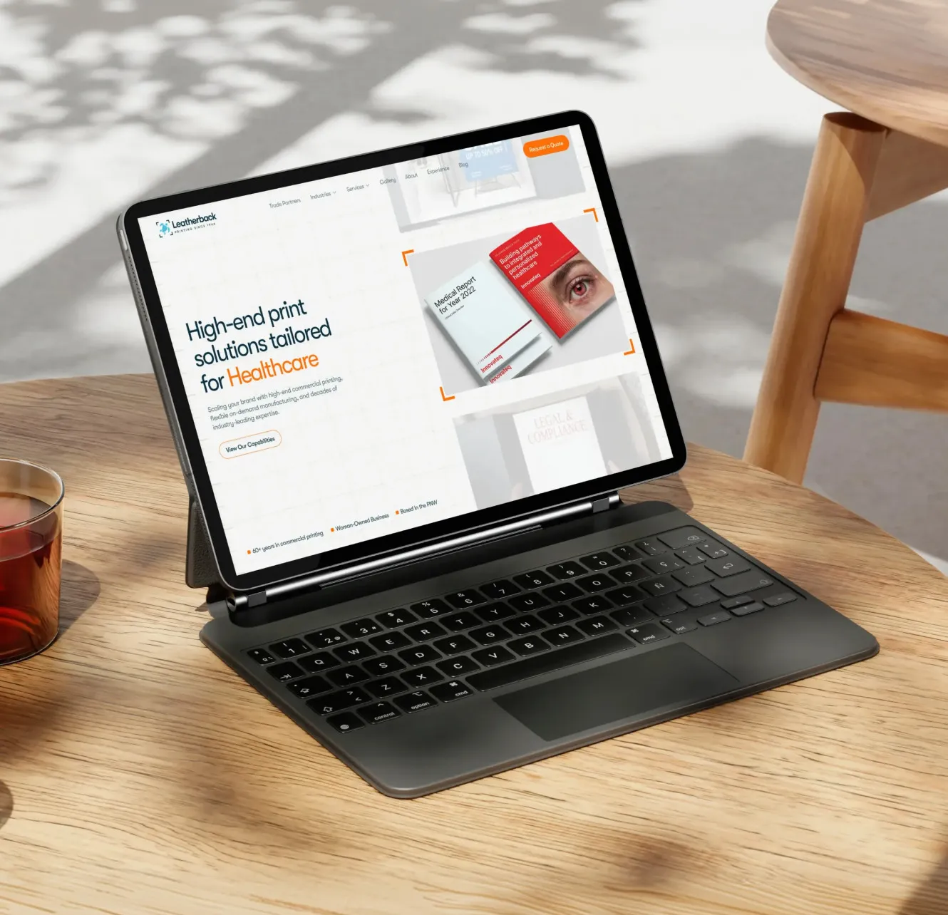 Leatherback Printing website shown on a device